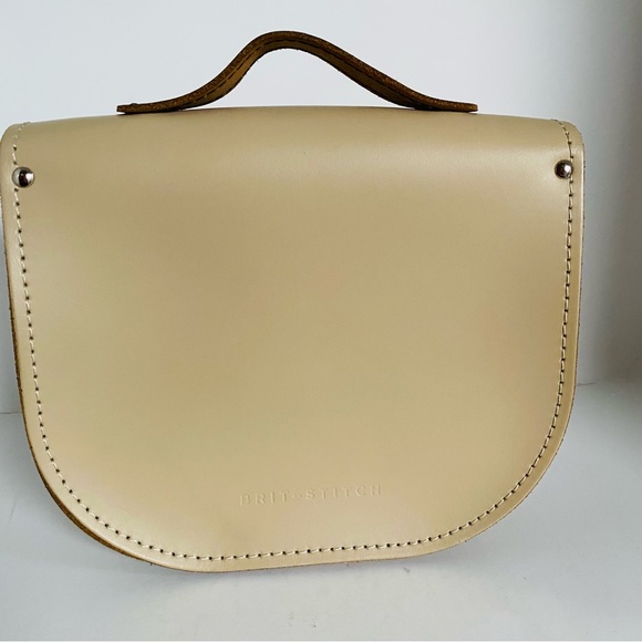 Brit-Stitch Half -Pint Satchel Cream Leather Bag Crossbody NWOT - Picture 4 of 12